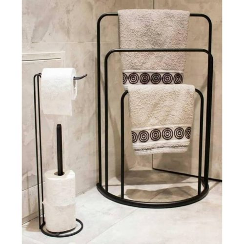 Bathroom Solutions stojeći stalak za ručnike 49,5 x 75 cm metalni crni