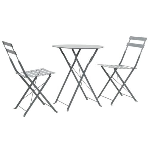 3-dijelni bistro set čelični sivi