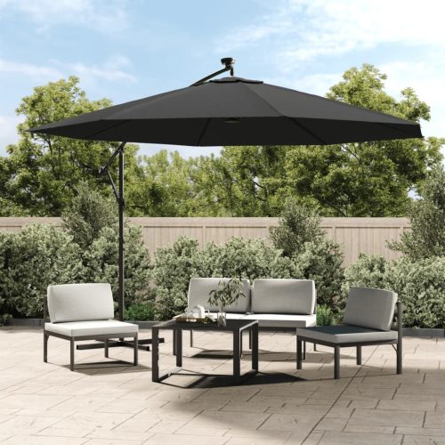 Konzolni vrtni suncobran LED s metalnim stupom 350 cm antracit