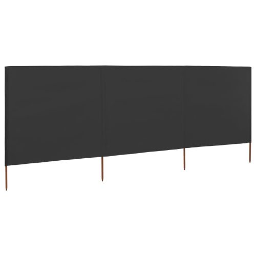 Vjetrobran s 3 panela od tkanine 400 x 120 cm antracit
