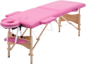 Discontmania 2-zonski drveni masažni stol u pink boji s poklon torbom