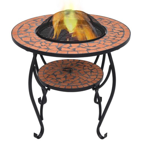 Mozaični stolić s posudom za vatru terakota 68 cm keramički