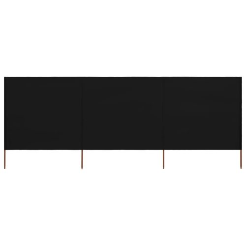 Vjetrobran s 3 panela od tkanine 400 x 120 cm crni