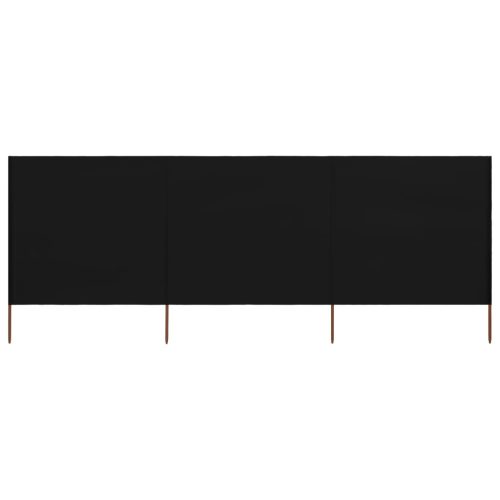 Vjetrobran s 3 panela od tkanine 400 x 160 cm crni
