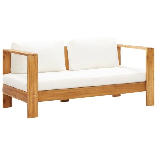 Vrtna sofa s jastukom 140 cm masivno bagremovo drvo krem bijela