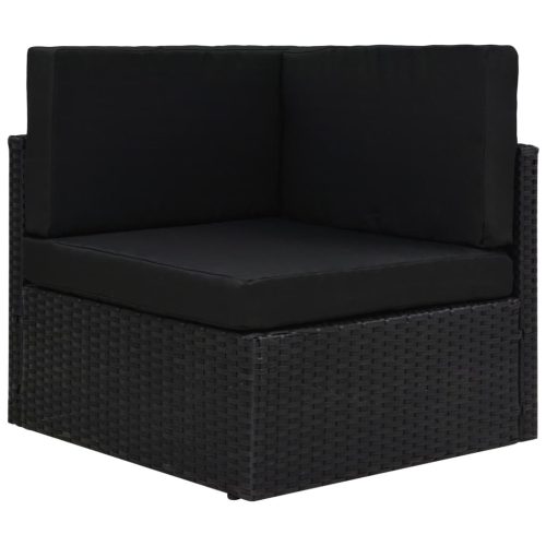 Modularna kutna sofa od poliratana crna