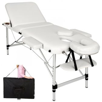 Discontmania 3-zonski aluminijski masažni stol u bijeloj boji s poklon torbom