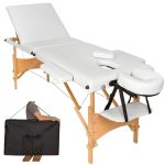   Discontmania 3-zonski drveni masažni stol u bijeloj boji s poklon torbom