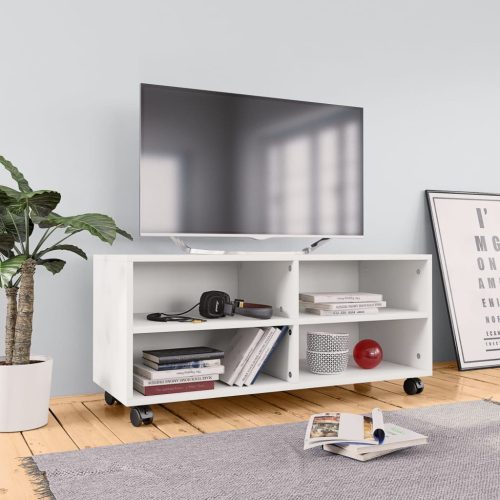 TV ormarić s kotačima bijeli 90 x 35 x 35 cm konstruirano drvo