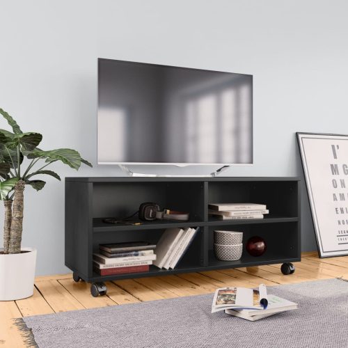 TV ormarić s kotačima crni 90 x 35 x 35 cm konstruirano drvo