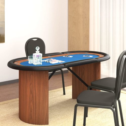 Stol za poker za 10 igrača plavi 160 x 80 x 75 cm