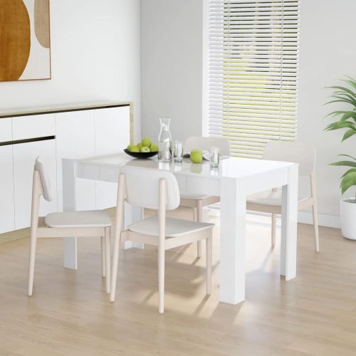 Blagovaonski stol visoki sjaj bijeli 140x74,5x76 cm od iverice