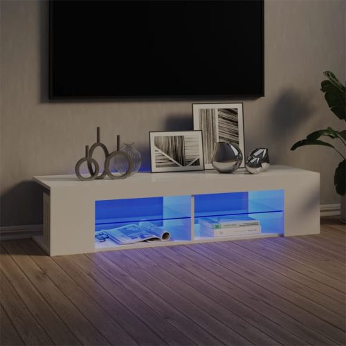 TV ormarić s LED svjetlima visoki sjaj bijeli 135 x 39 x 30 cm