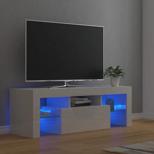 TV ormarić s LED svjetlima visoki sjaj bijeli 120 x 35 x 40 cm