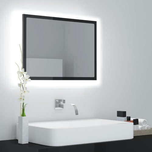 LED kupaonsko ogledalo visoki sjaj crno 60x8,5x37 cm akrilno