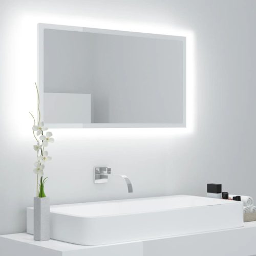 LED kupaonsko ogledalo visoki sjaj bijelo 80x8,5x37 cm akrilno