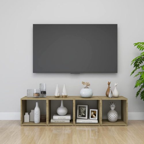 TV ormarići 4 kom bijeli i boja hrasta 37 x 35 x 37 cm drveni