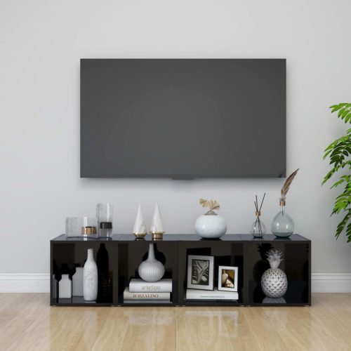 TV ormarići 4 kom sjajni crni 37 x 35 x 37 cm konstruirano drvo