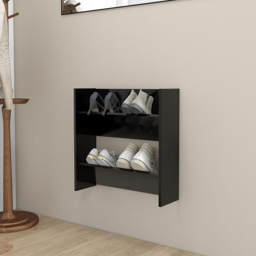Zidni ormarić za cipele crni 60 x 18 x 60 cm konstruirano drvo