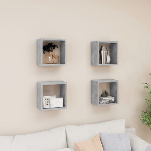 Kockaste zidne police 4 kom siva boja betona 26 x 15 x 26 cm