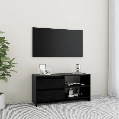 TV ormarić crni 80 x 31 x 39 cm od masivne borovine