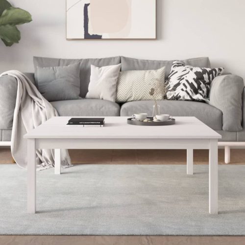 Stolić za kavu bijeli 100x100x40 cm od masivne borovine