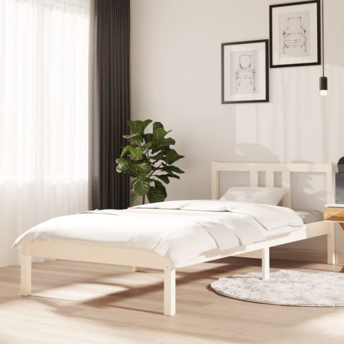 Okvir za krevet od masivnog drva bijeli 90 x 200 cm