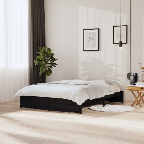Okvir za krevet od masivnog drva crni 150 x 200 cm veliki
