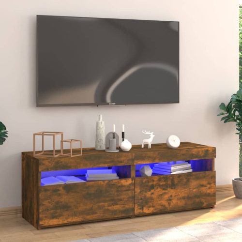 TV ormarić s LED svjetlima boja dimljenog hrasta 120x35x40 cm