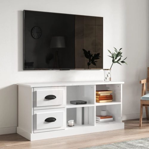 TV ormarić sjajni bijeli 102x35,5x47,5 cm konstruirano drvo