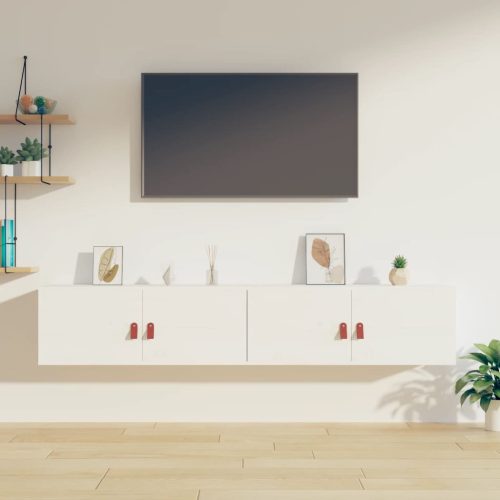 Zidni ormarići 2 kom bijeli 80 x 30 x 30 cm od masivne borovine