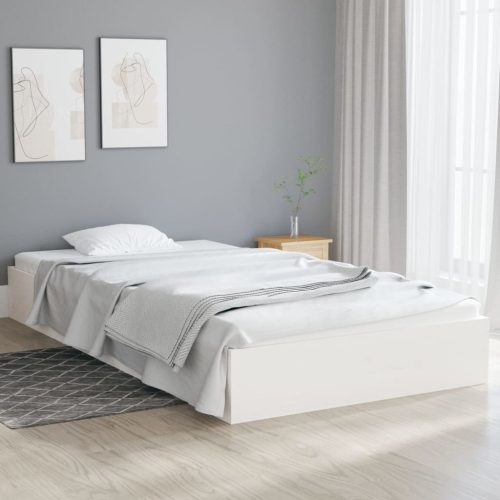 Okvir za krevet od masivnog drva bijeli 90 x 200 cm