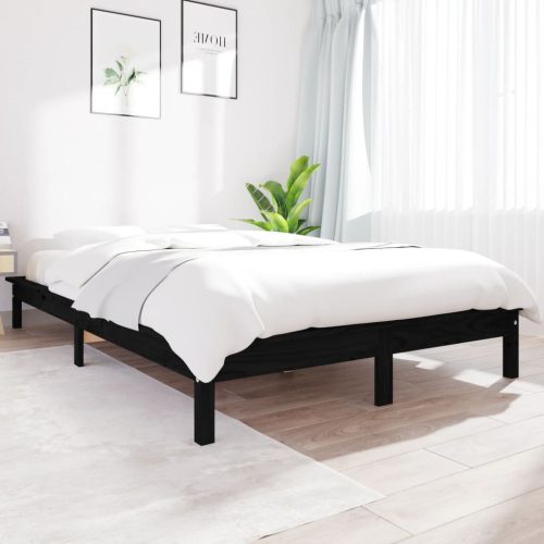 Okvir za krevet crni 120 x 200 cm od masivne borovine