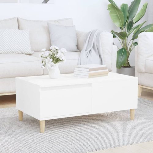 Stolić za kavu bijeli 90 x 50 x 36,5 cm od konstruiranog drva