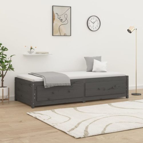 Dnevni krevet sivi 90 x 190 cm mali od masivne borovine