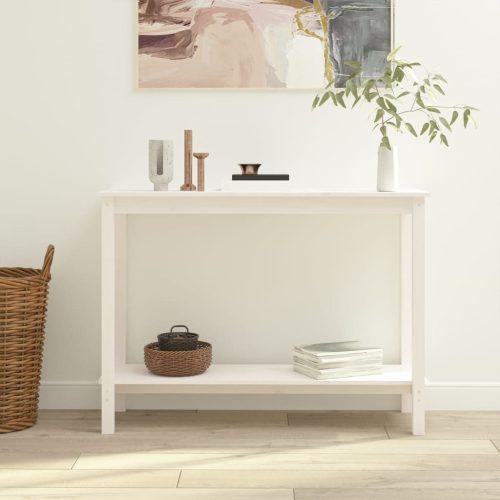 Konzolni stol bijeli 110 x 40 x 80 cm od masivne borovine