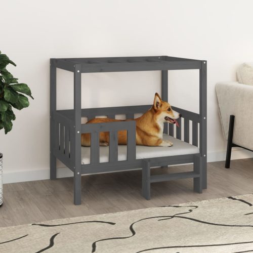 Krevet za pse sivi 95,5x73,5x90 cm od masivne borovine