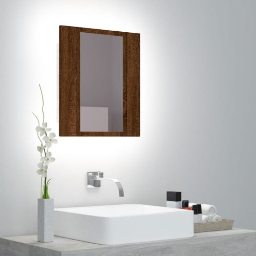 LED kupaonski ormarić s ogledalom boja hrasta 40x12x45cm drveni