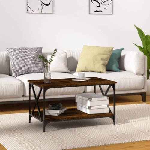 Stolić za kavu boja hrasta 80x50x45 cm od drva i željeza