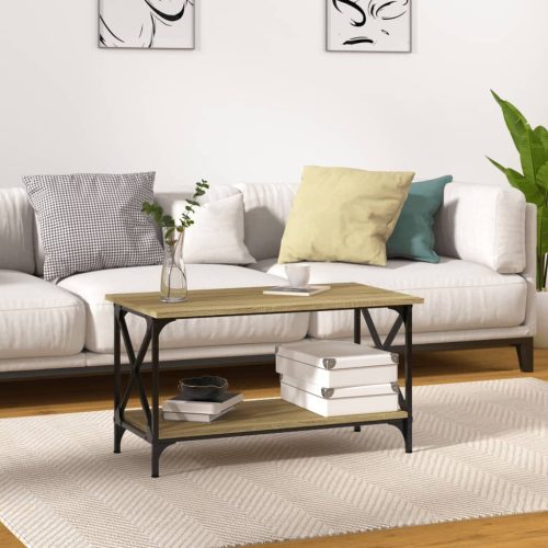 Stolić za kavu boja hrasta 80x45x45 cm od drva i željeza
