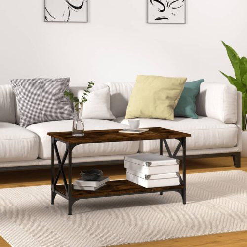 Stolić za kavu boja hrasta 80x45x45 cm od drva i željeza