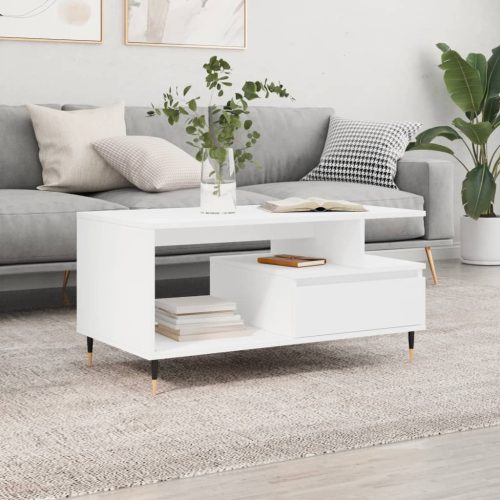 Stolić za kavu bijeli 90 x 49 x 45 cm od konstruiranog drva