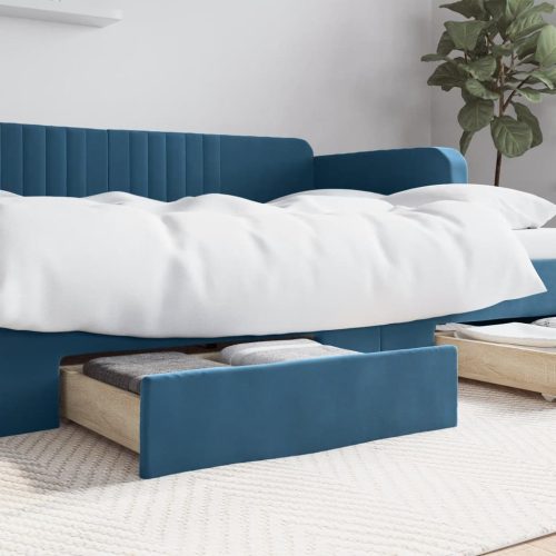 Ladice za krevet 2 kom plave od konstruiranog drva i baršuna