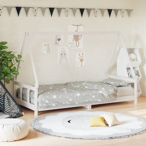 Okvir za dječji krevet bijeli 90 x 200 cm od masivne borovine