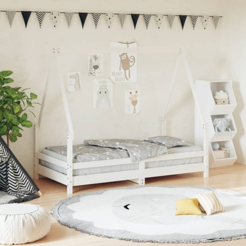 Okvir za dječji krevet bijeli 80 x 160 cm od masivne borovine