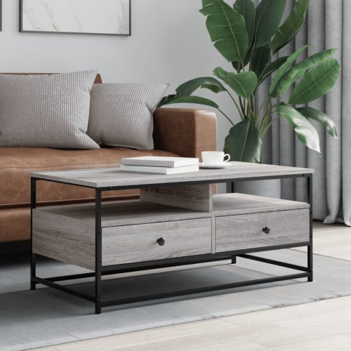 Stolić za kavu siva boja hrasta 100x51x45 cm konstruirano drvo