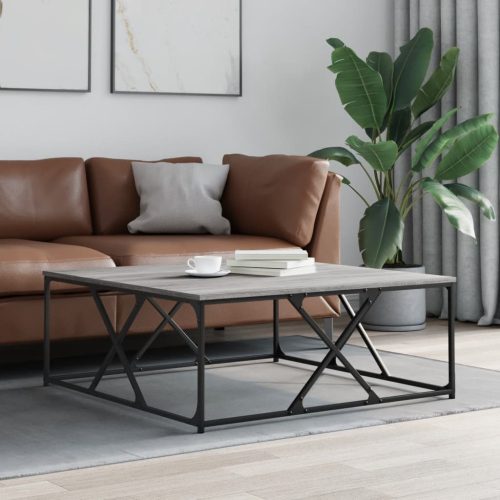 Stolić za kavu siva boja hrasta 100x100x40 cm konstruirano drvo