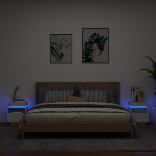 Noćni ormarići s LED svjetlima 2 kom bijeli 40 x 39 x 48,5 cm