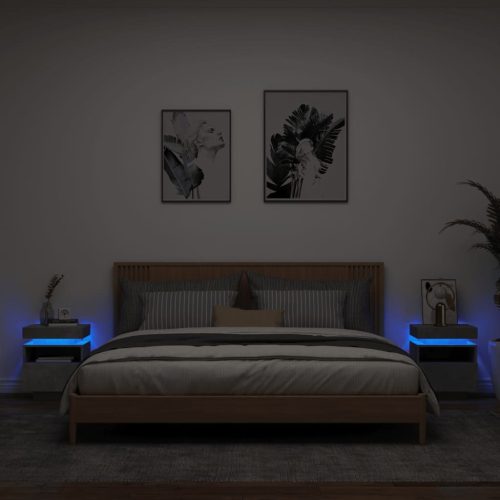 Noćni ormarići s LED svjetlima 2 kom boja betona 40x39x48,5 cm