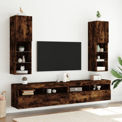 TV ormarići s LED svjetlima 2 kom boja hrasta 30,5x30x102 cm